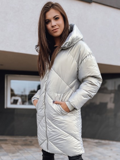 Dámska zimná parka s kapucňou MAGGIE strieborná