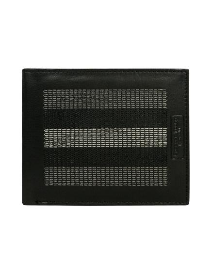 Fekete bőr pénztárca szürke varrással