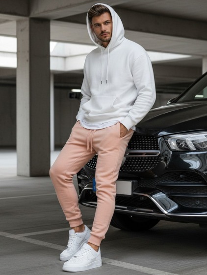 Pánské sportovní tepláky bez potisku CORO růžová