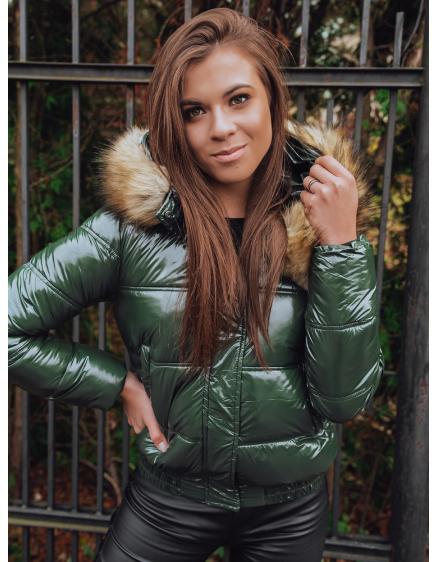 Női téli bomber dzseki kapucnival FELLISA zöld