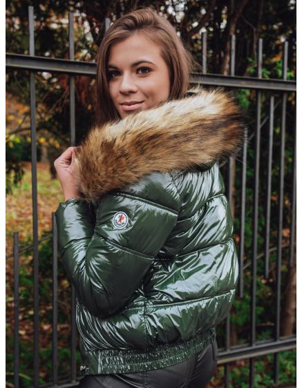 Női téli bomber dzseki kapucnival FELLISA zöld