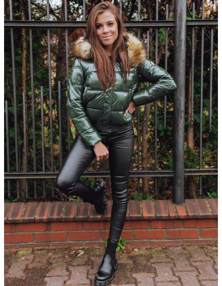 Női téli bomber dzseki kapucnival FELLISA zöld