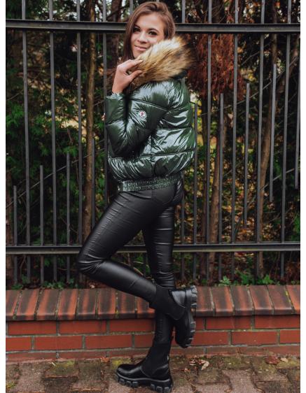 Női téli bomber dzseki kapucnival FELLISA zöld