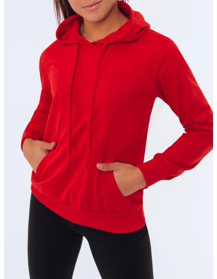 Női stílusos kapucnis pulóver LARA II piros