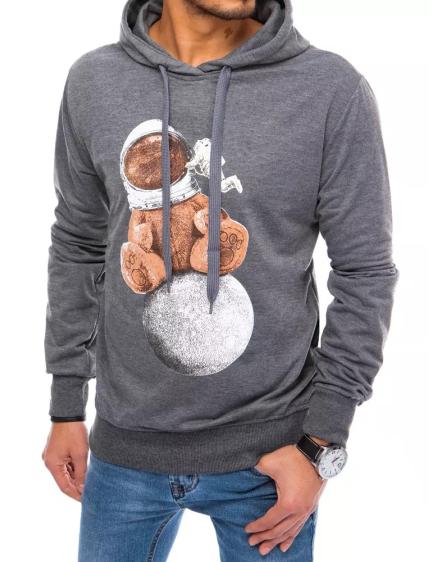 Férfi nyomtatott kapucnis pulóver ASTRO szürke
