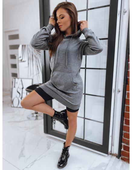 Női hosszabb kapucnis pulóver INVIS sötétszürke