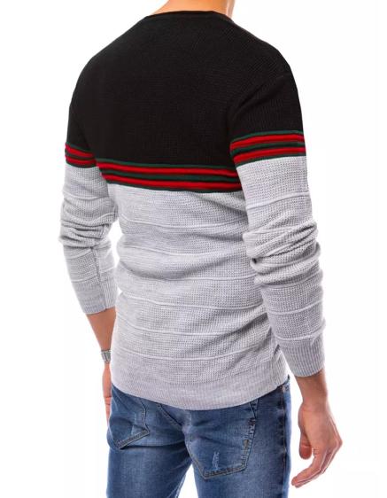 Pánsky sveter s pruhmi LINE svetlo šedý