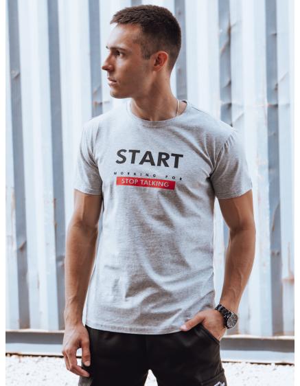 Pánske tričko s potlačou START šedé