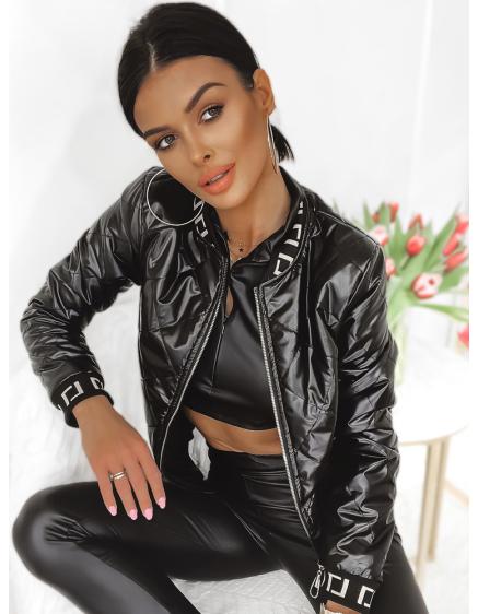 Női steppelt kabát BASEBALL fekete