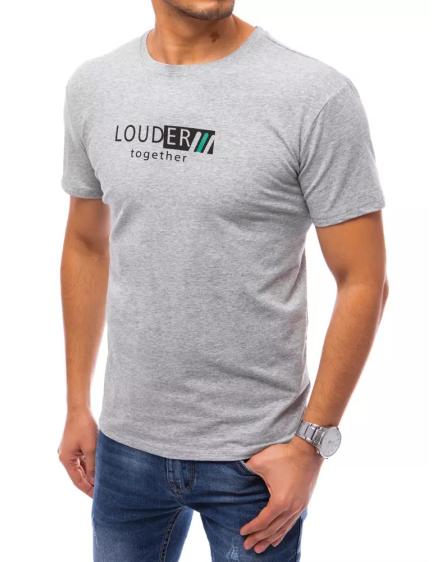Férfi póló LOUDER nyomattal, világosszürke színben