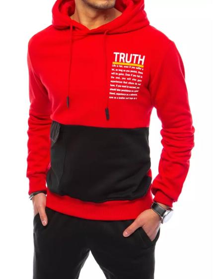 Pánská mikina s kapucí TRUTH červená