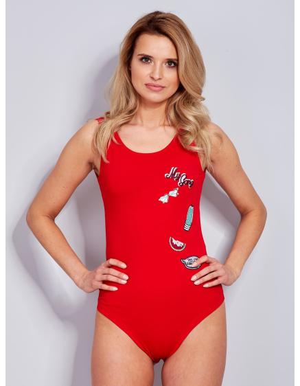 Női pamut bodysuit foltokkal PIA piros