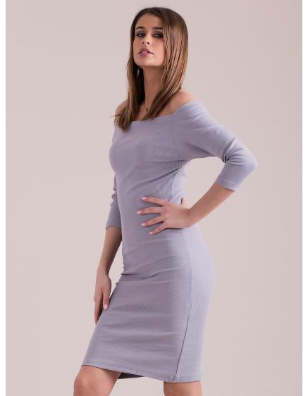 Dámské šaty s výstřihem DIMI světle šedé 