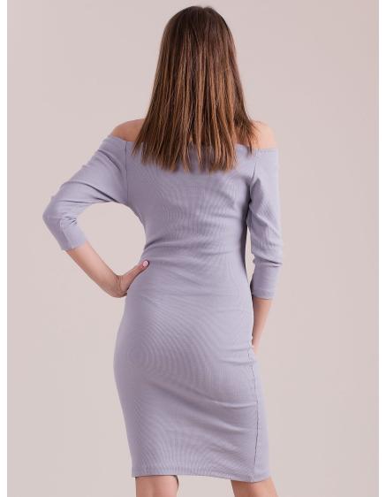 Dámské šaty s výstřihem DIMI světle šedé 