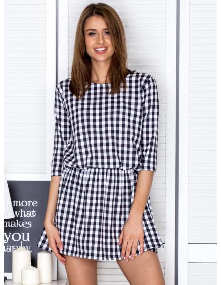 Dámske čierne kockované šaty SIERRA s elastickým pásom