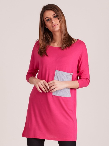 Dámska tunika voľného strihu s vreckami HINA pink