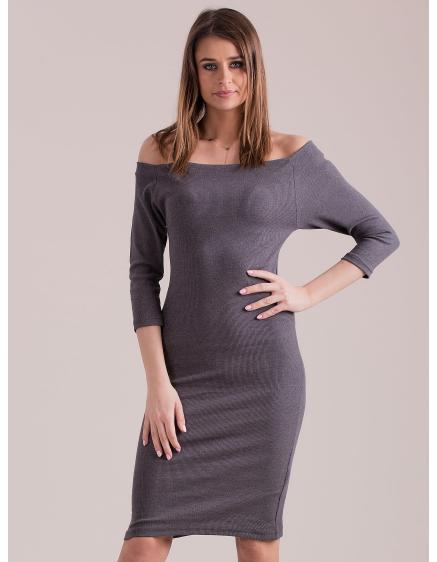 Női csónakos nyakú ruha RAPHAELA szürke