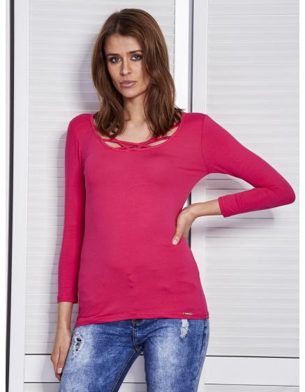 Dámska blúzka s pruhmi vo výstrihu OLA tmavoružová