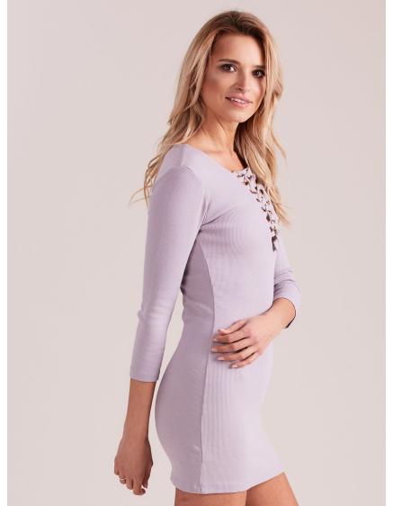 Női csipke nyakkivágású ruha MAEV bézs