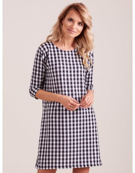 Dámske kockované šaty ORIA čierne