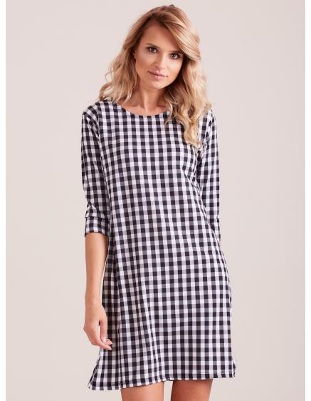 Dámske kockované šaty ORIA čierne