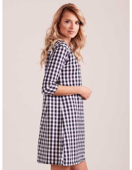 Dámske kockované šaty ORIA čierne