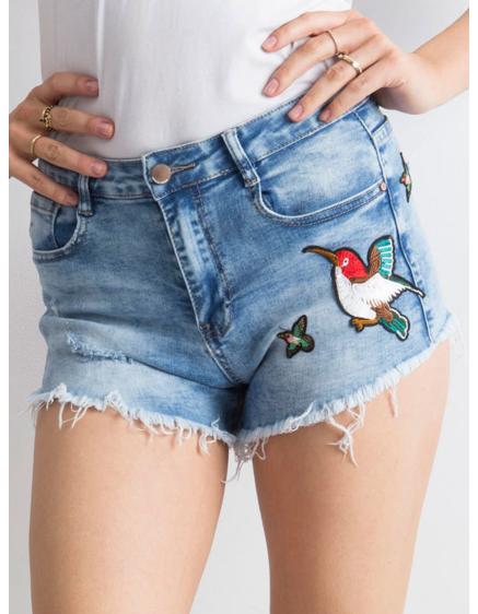 Dámske džínsové šortky so záplatami KANE modré