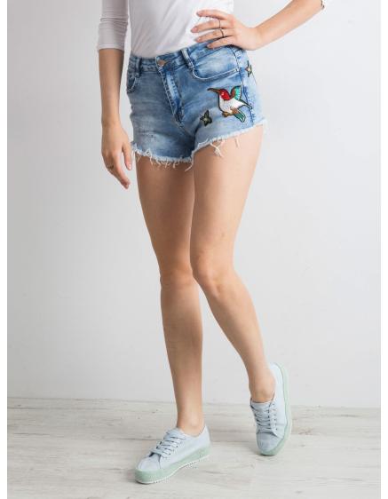 Dámske džínsové šortky so záplatami KANE modré
