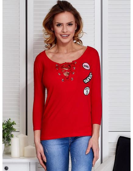 Dámska blúzka so záplatami čipka BOBA červená