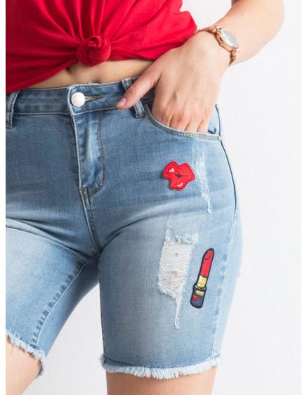 Női farmer rövidnadrág foltokkal CODEY kék