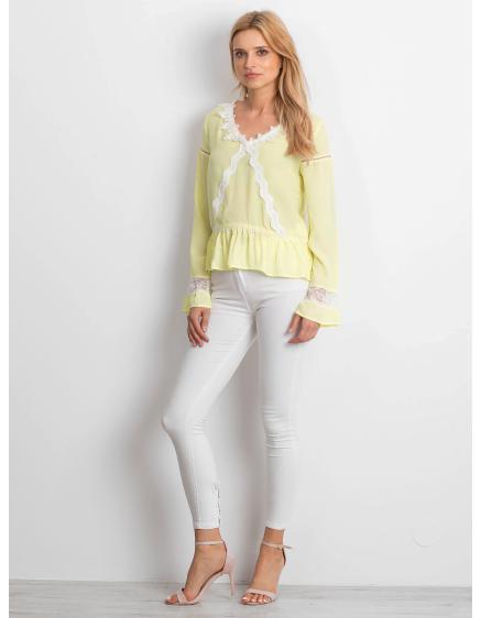 Dámská halenka s krajkovými vsadkami BOKA žlutá 