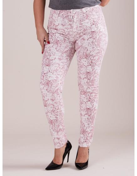 Női mintás farmer PLUS SIZE gesztenyebarna