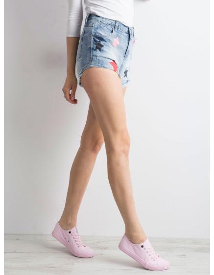 Dámské šortky džínové s hvězdami LIA modré 