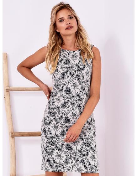 Dámské šaty vypasované krajkové PAULENE modré