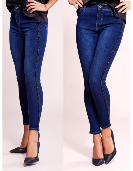 Sötétkék farmer Női farmer applikációval