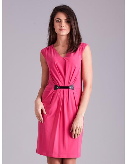 Dámské šaty s ozdobným řasením LIZZIE růžové