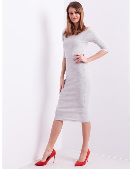 Dámské šaty na ramena KIERA světle šedé 