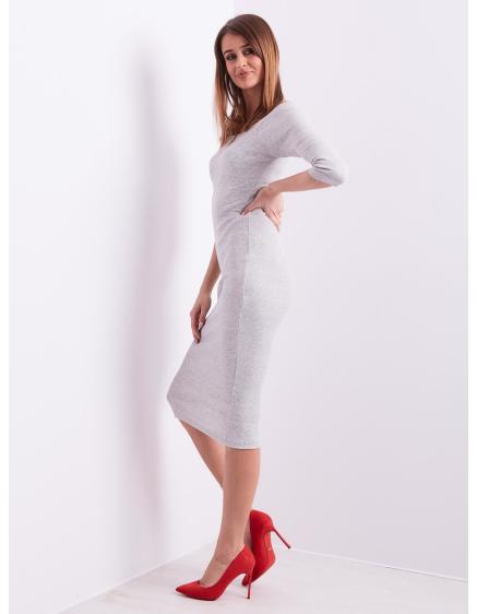 Dámské šaty na ramena KIERA světle šedé 