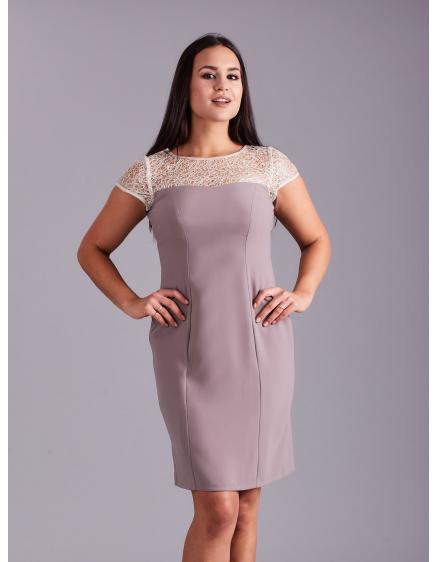 Dámské šaty s výstřihem STARLA béžové 