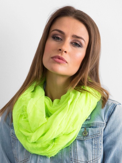 Dámský šátek s kovovými nitěmi FLUO žlutý 