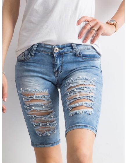 Női bermudák lyukas farmer OVA kék