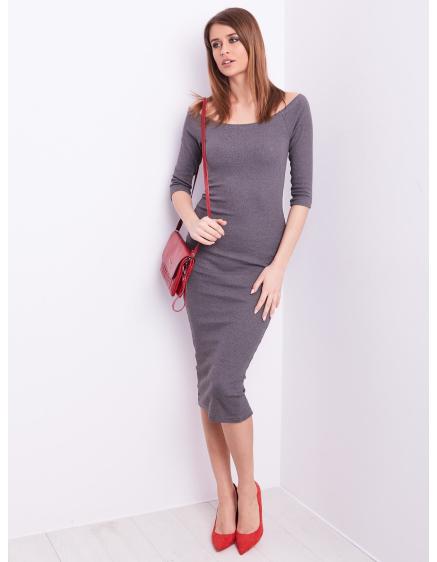 Dámske šaty na ramienka ALVENA tmavo šedé