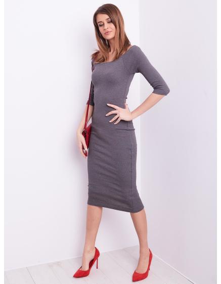 Dámske šaty na ramienka ALVENA tmavo šedé