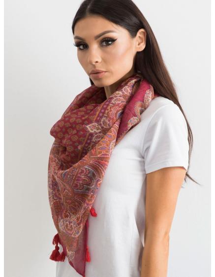 Női nyomtatott sál bojtokkal BRETT bordó bordó