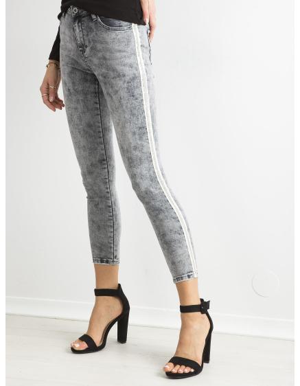 Női Sequin csíkos Skinny farmer TIGHT szürke