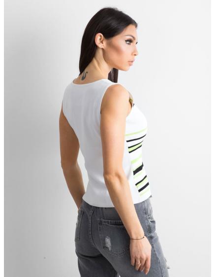 Dámsky pruhovaný top LINES bielo-zelený
