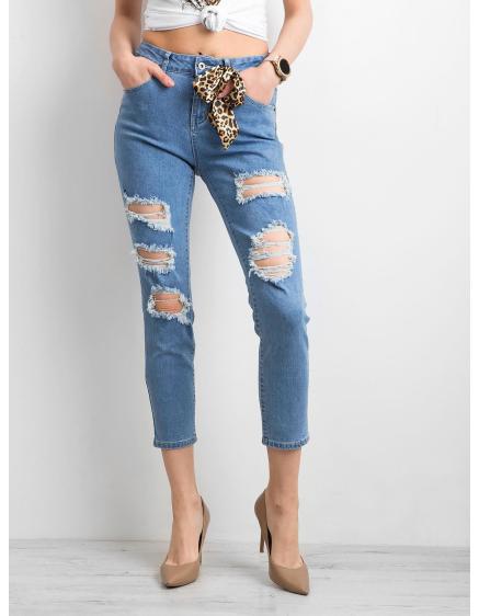 Dámske džínsy s dierami ORIA modré