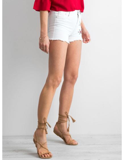 Dámské šortky s květinovým motivem NATURE bílé 