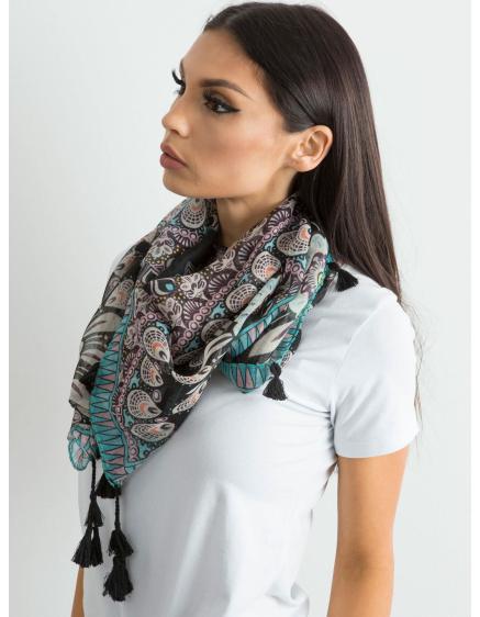 Černý šátek s etnickým vzorem