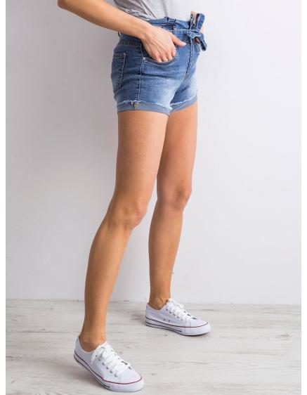 Dámské šortky džínové s vázáním KIAAN modré 